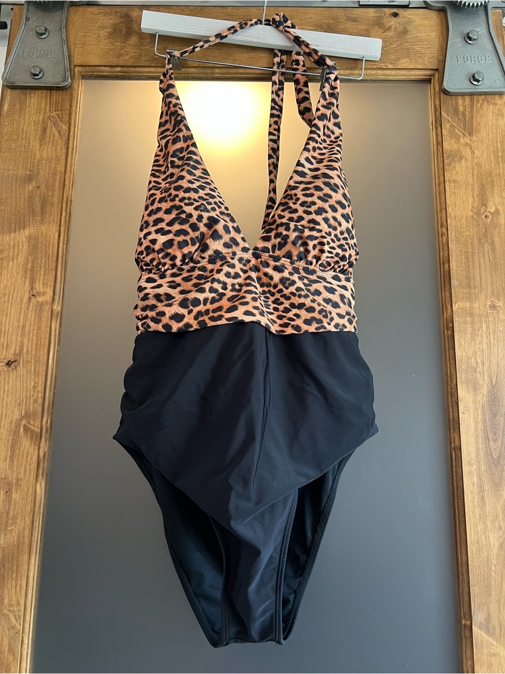 Women’s One-Piece Swimsuit Leopard Print – Size XL
